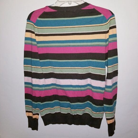 Cherokee Size Large VTG Cotton Blend Stripe Button Down Cardigan Sweater - Picture 4 of 11